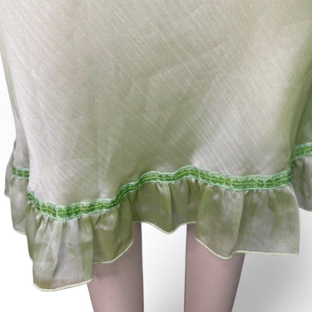 90s vintage lime green ruffle low rise skirt with sequin trim - Picture 6 of 9
